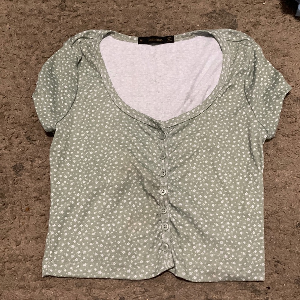 green floral cropped top